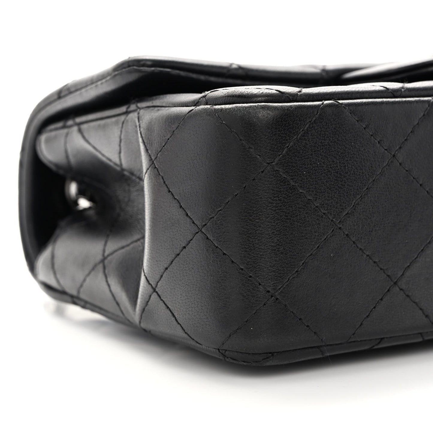 Lambskin Quilted Mini Rectangular Flap Black