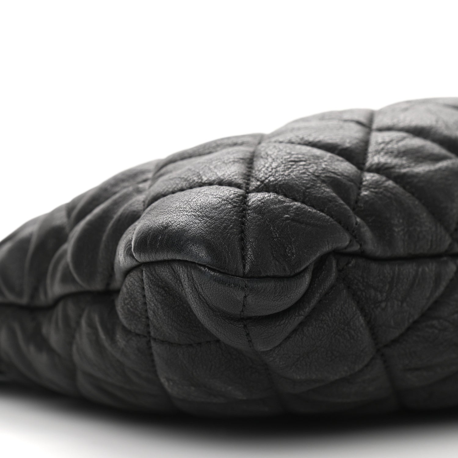 Chanel Crumpled Lambskin Quilted CC Shopping Tote Black 7 of 8