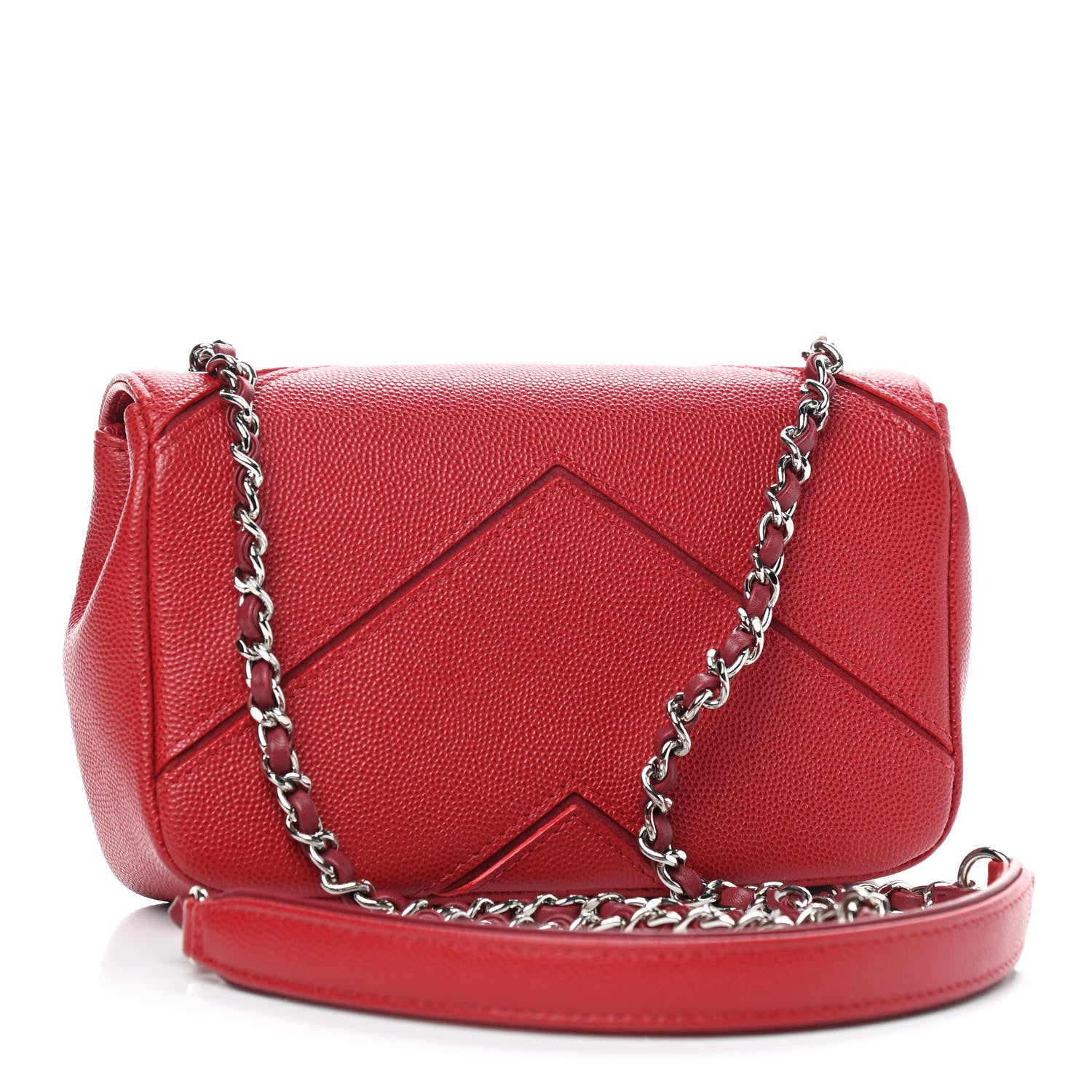 Chanel Caviar Macro Chevron Small Single Flap Red 3 of 9
