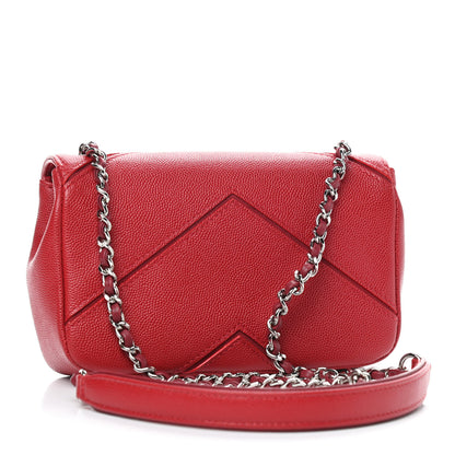 Chanel Caviar Macro Chevron Small Single Flap Red 3 of 9