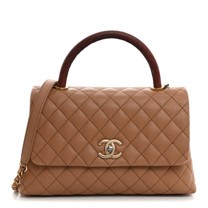 Chanel Caviar Lizard Embossed Quilted Small Coco Handle Flap Beige 1 of 17