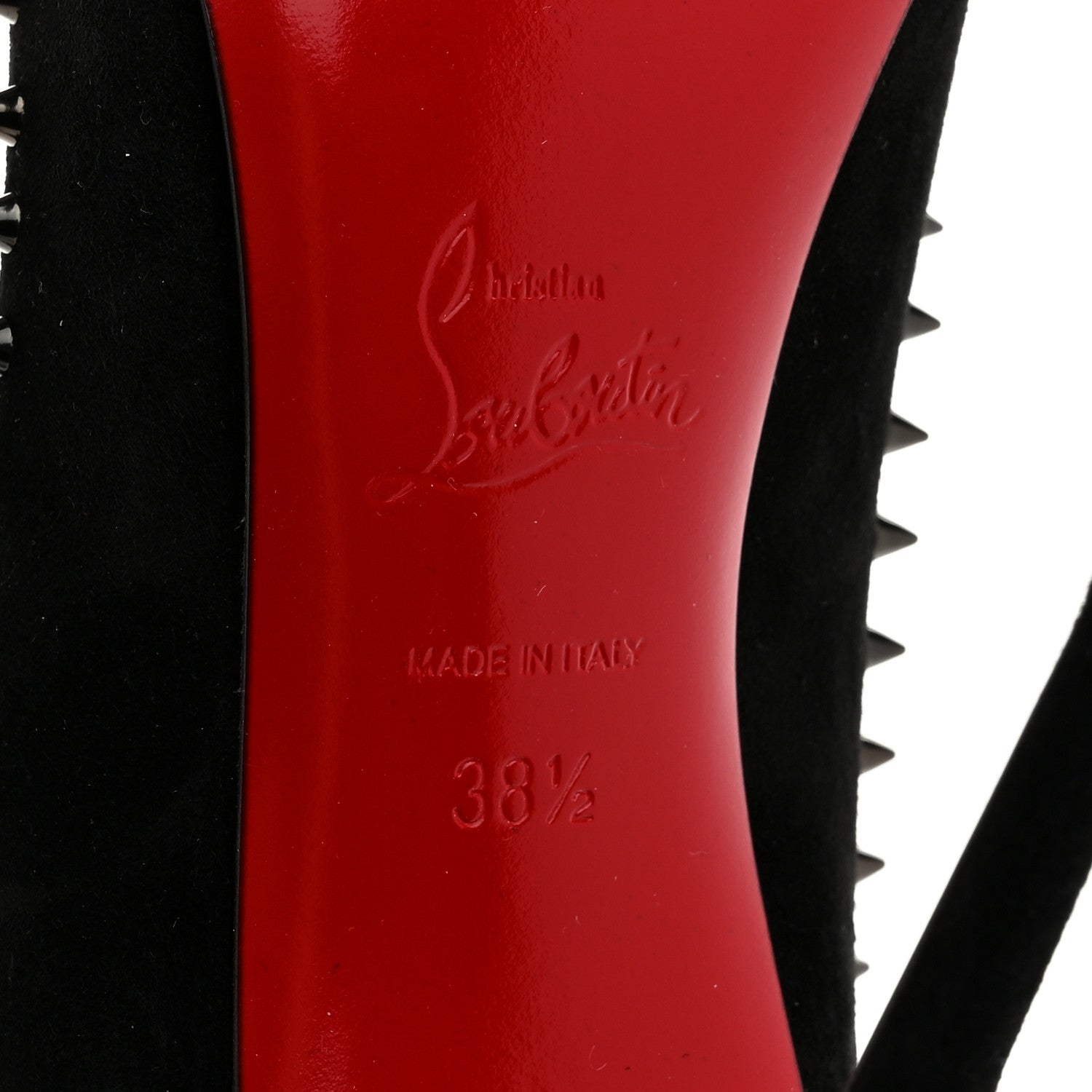 Christian Louboutin Suede Studded Anjalina 100 Pumps 38.5 Black 8 of 9