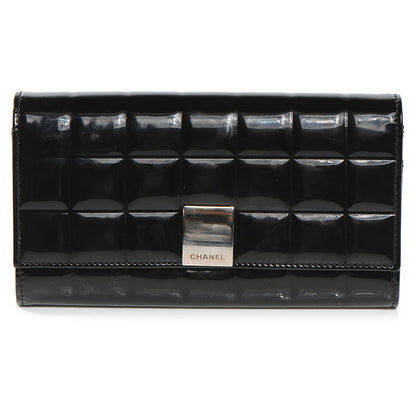 Chanel Patent Chocolate Bar Quilted Long Wallet Black 1 of 8
