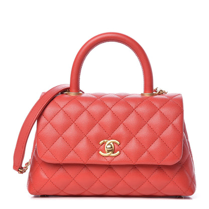 Chanel Caviar Quilted Mini Coco Handle Flap Red 1 of 9
