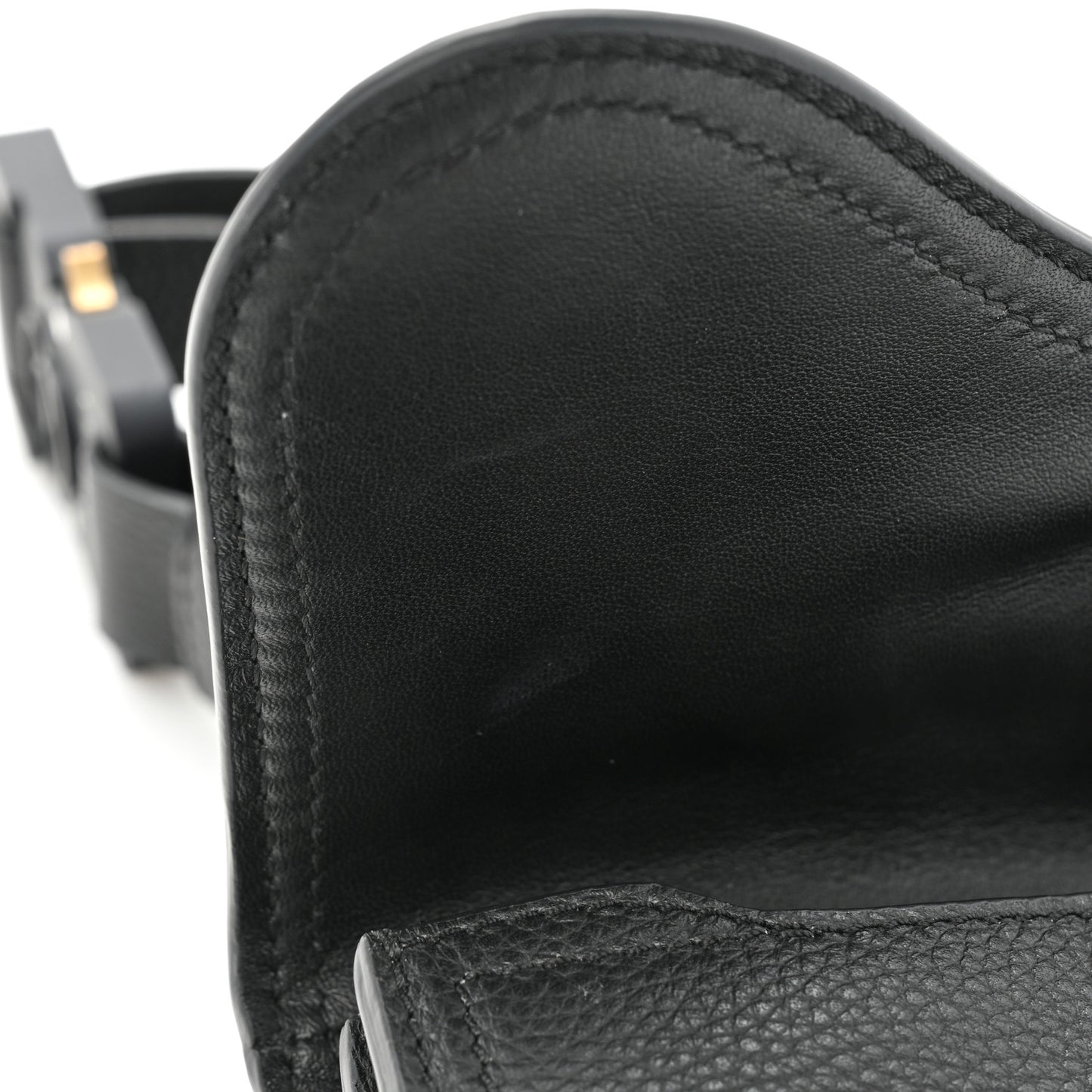 Grained Calfskin Saddle Pouch Belt Bag Black