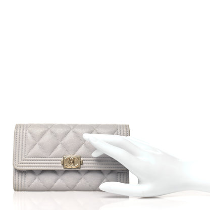 Chanel Caviar Quilted Medium Boy Flap Walle Light Grey 2 of 14