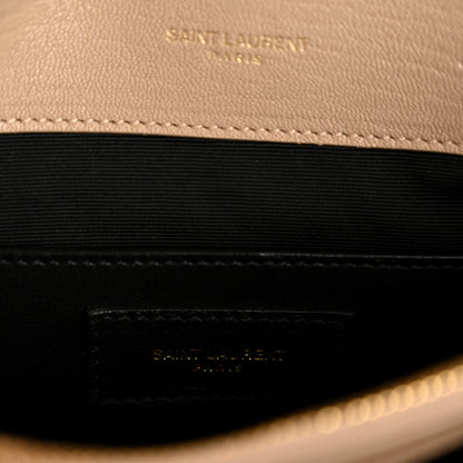 Saint Laurent Sheepskin Matelasse Chevron Monogram Medium College Bag Dark Beige 6 of 14