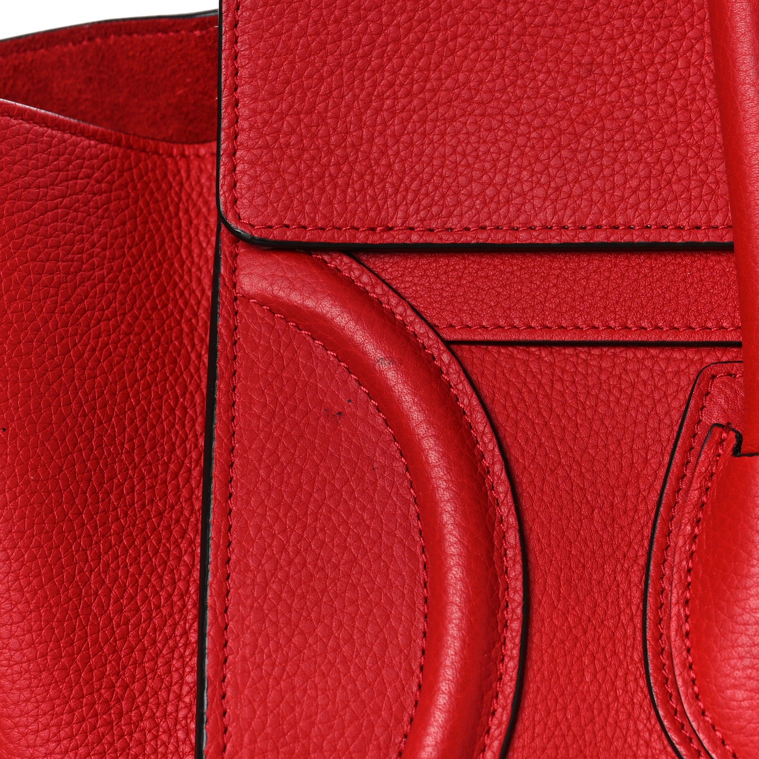 Celine Drummed Calfskin Mini Luggage Coquelicot 11 of 11