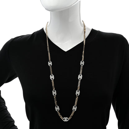 Chanel Crystal Chain CC Link Necklace Gold Silver 2 of 6