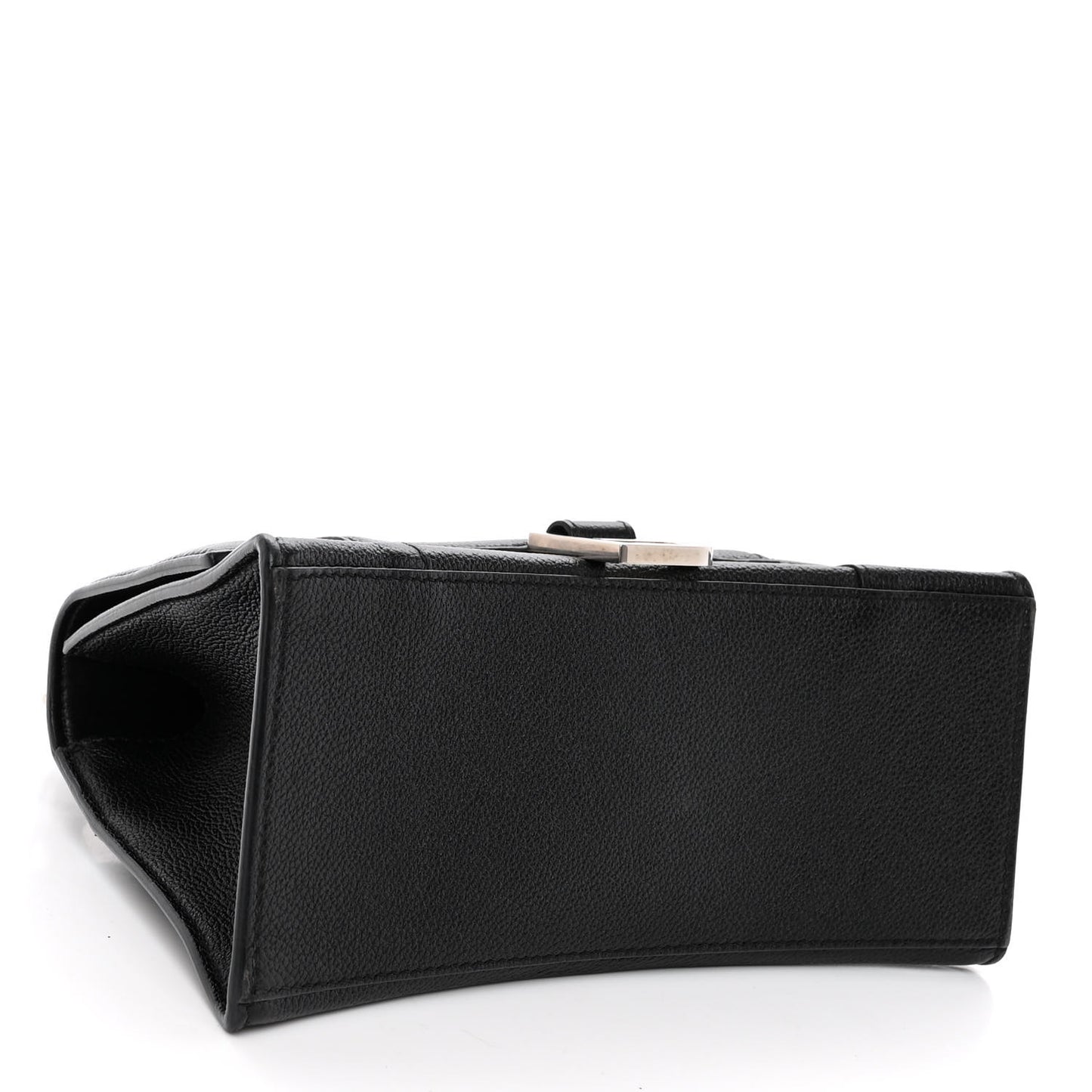 Grained Calfskin Small Hourglass Top Handle Bag Black