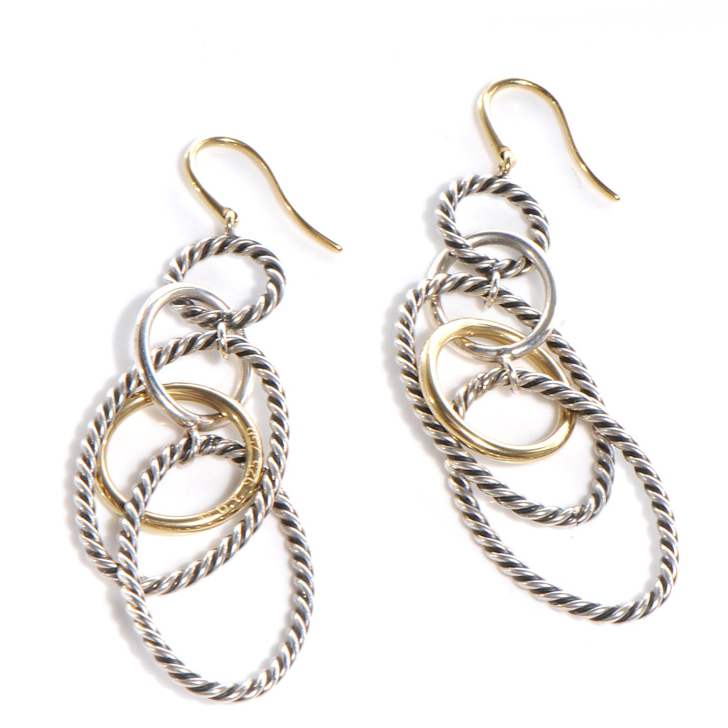 Sterling Silver 18K Yellow Gold Mobile Oval Drop Earrings