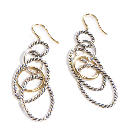 David Yurman Sterling Silver 18K Yellow Gold Mobile Oval Drop Earrings 1 of 4