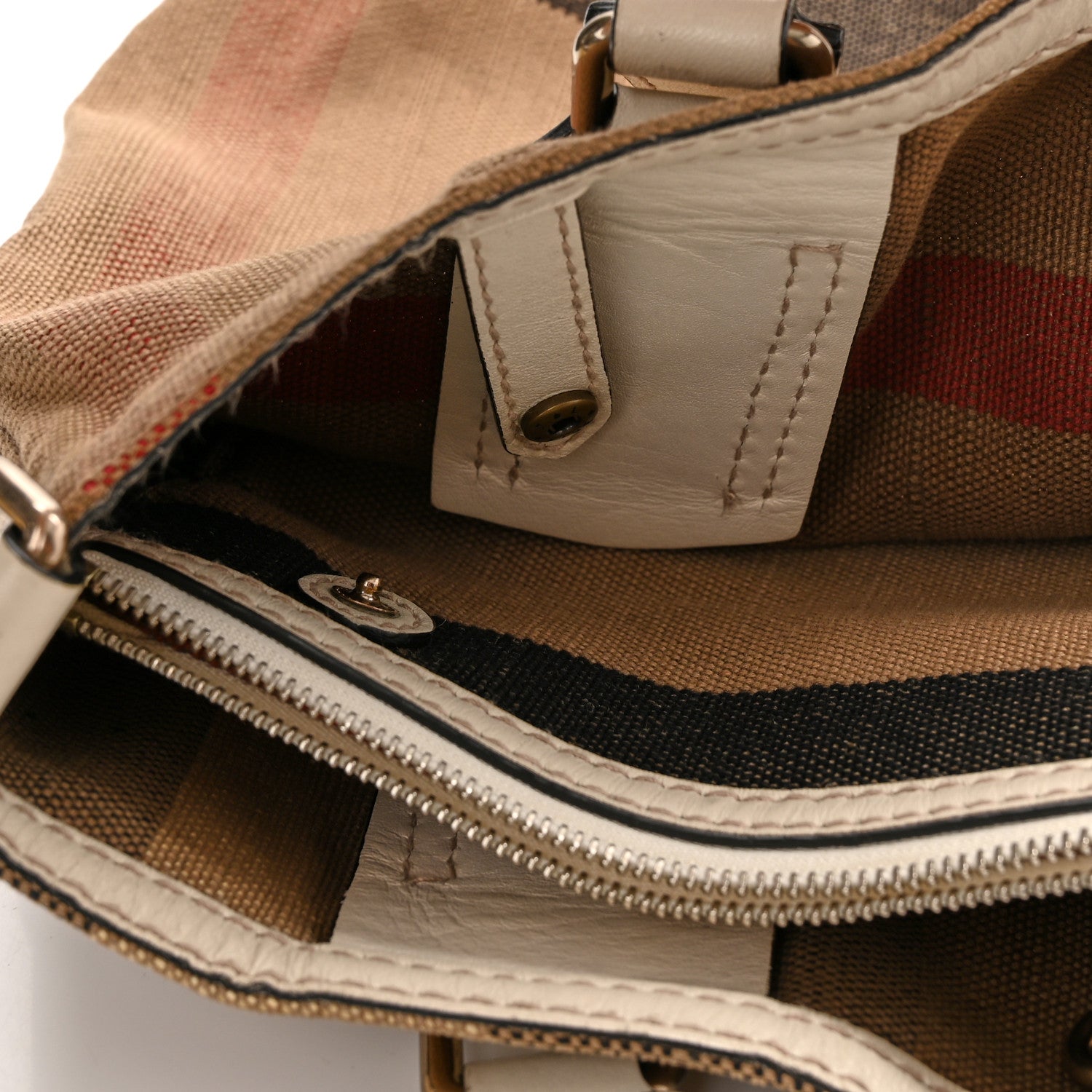 Burberry Canvas Mega Check Medium Tottenham Brit Tote White 9 of 12