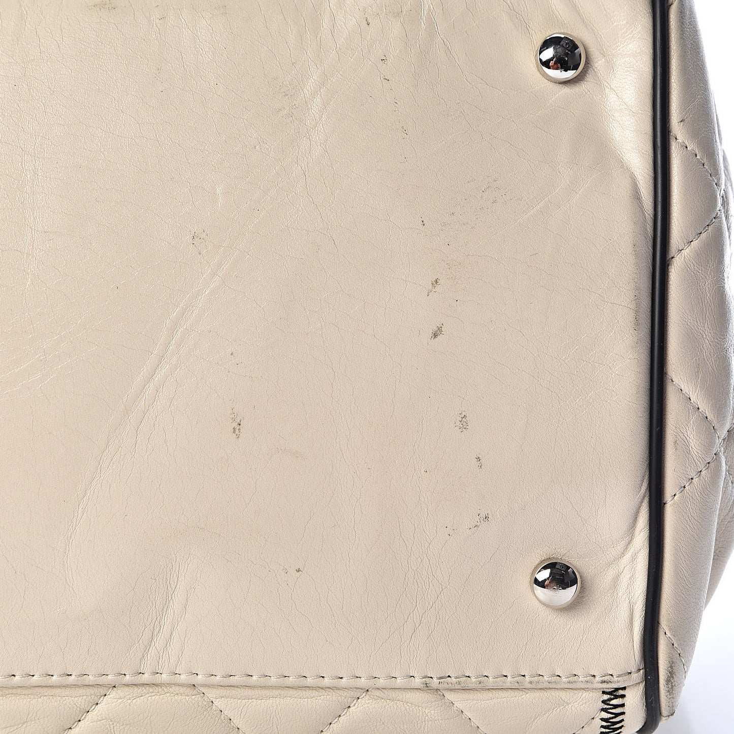 Lambskin Quilted East West Tote Ivory
