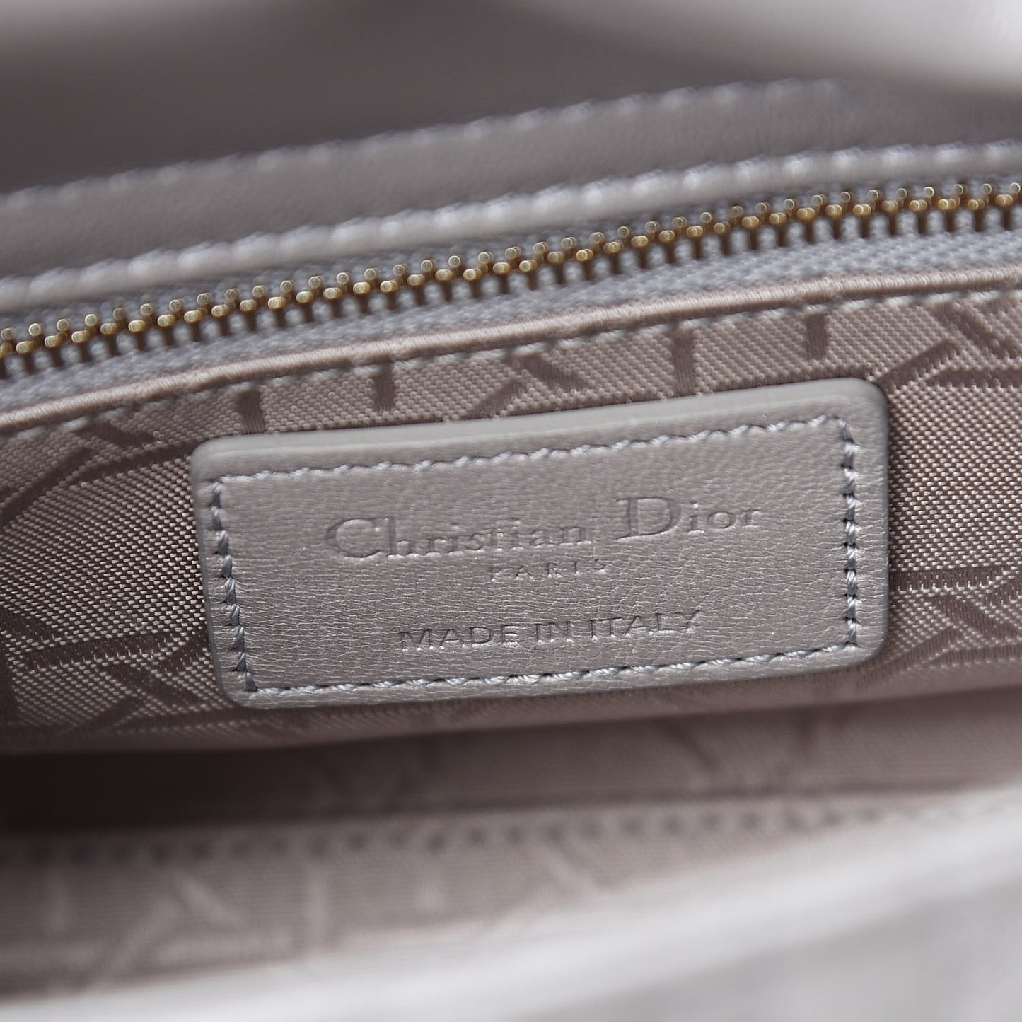Metallic Lambskin Cannage Mini Lady Dior Grey