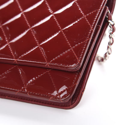 Chanel Patent Quilted Wallet On Chain WOC Red 10 of 21