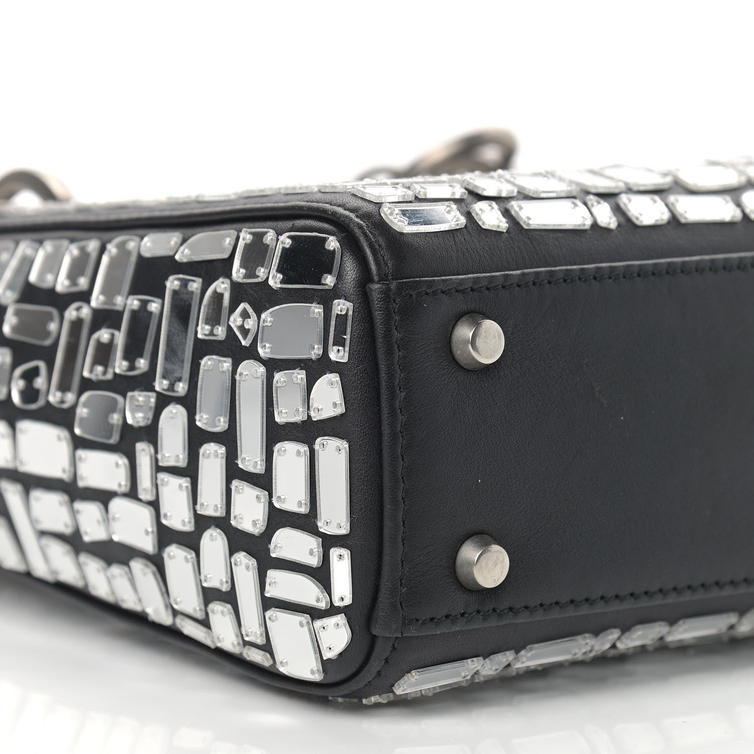 Christian Dior Smooth Calfskin Embroidered Mini Mosaic of Mirrors Lady Dior Black 8 of 11
