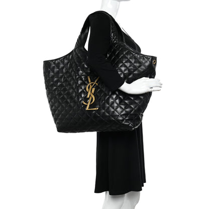 Saint Laurent Lambskin Quilted Maxi Icare Shopping Tote Black 3 of 14