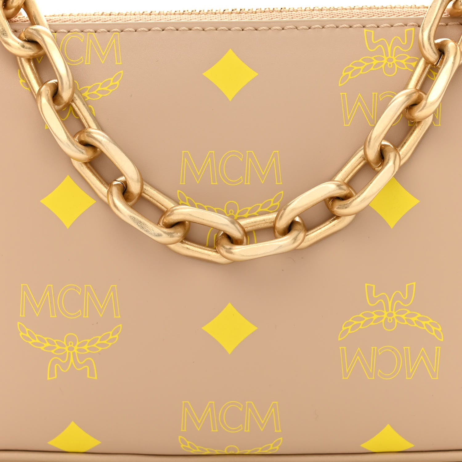 MCM Calfskin Color Splash Mini Pouch on Chain Croissant 7 of 9