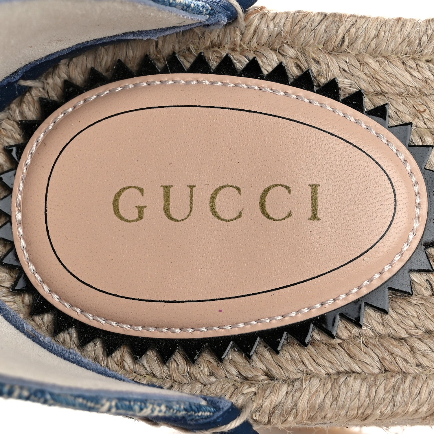 Gucci New Denim GG Monogram Pilar Ankle Wrap Espadrille Wedge Sandals 38 Light Blue 9 of 14