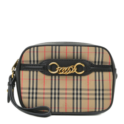 Burberry Smooth Calfskin 1983 Knight Check Link Bum Bag Black 1 of 10
