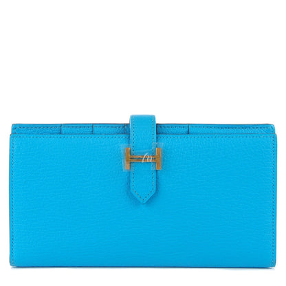 Hermes Chevre Mysore Bearn Wallet Bleu Azteque 1 of 14