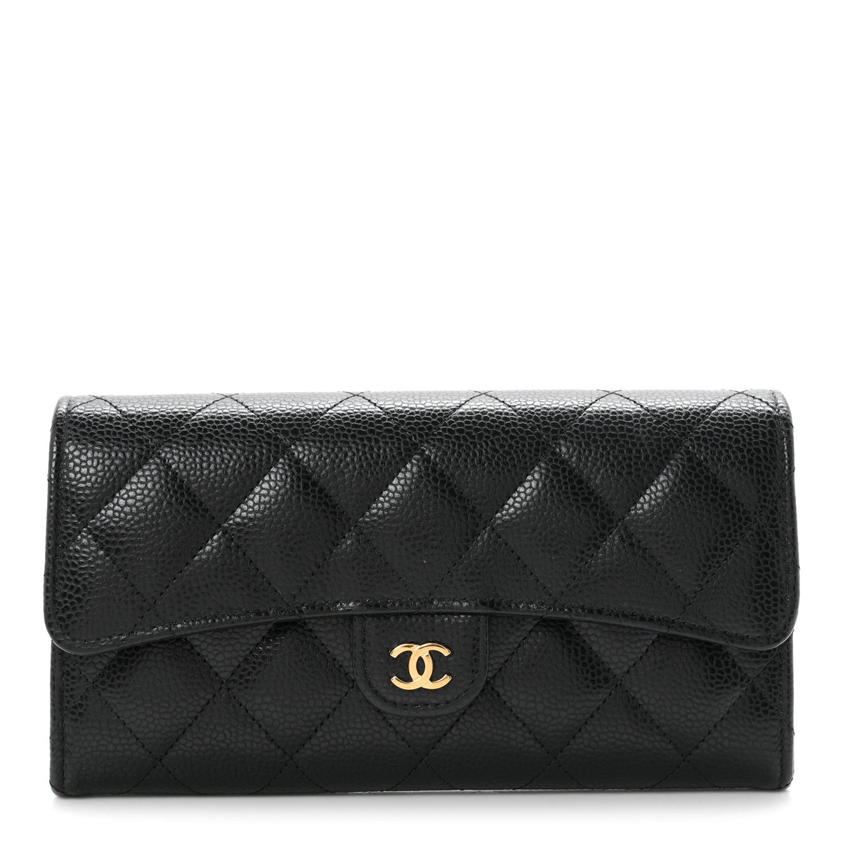 Chanel Caviar Quilted Large Gusset Flap Wallet Black 1 of 9