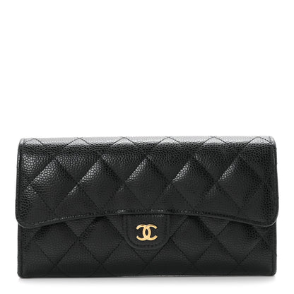 Chanel Caviar Quilted Large Gusset Flap Wallet Black 1 of 9