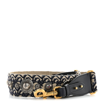 Christian Dior Oblique Studded Shoulder Strap Blue 1 of 4