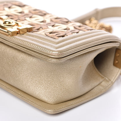 Chanel Metallic Lambskin Small Golden CC Boy Flap Dark Gold 9 of 14