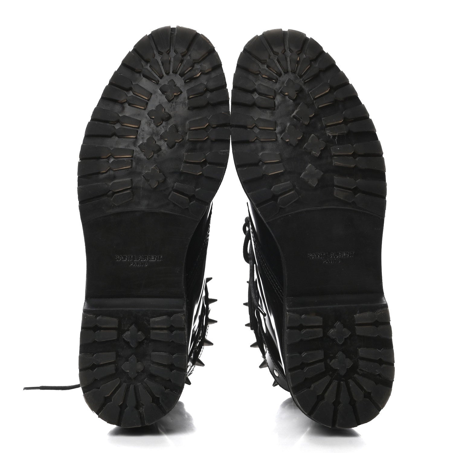 Saint Laurent Smooth Calfskin Studded Womens Lace-Up Combat Boots 38 Black 5 of 9
