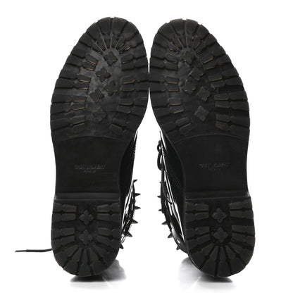 Saint Laurent Smooth Calfskin Studded Womens Lace-Up Combat Boots 38 Black 5 of 9