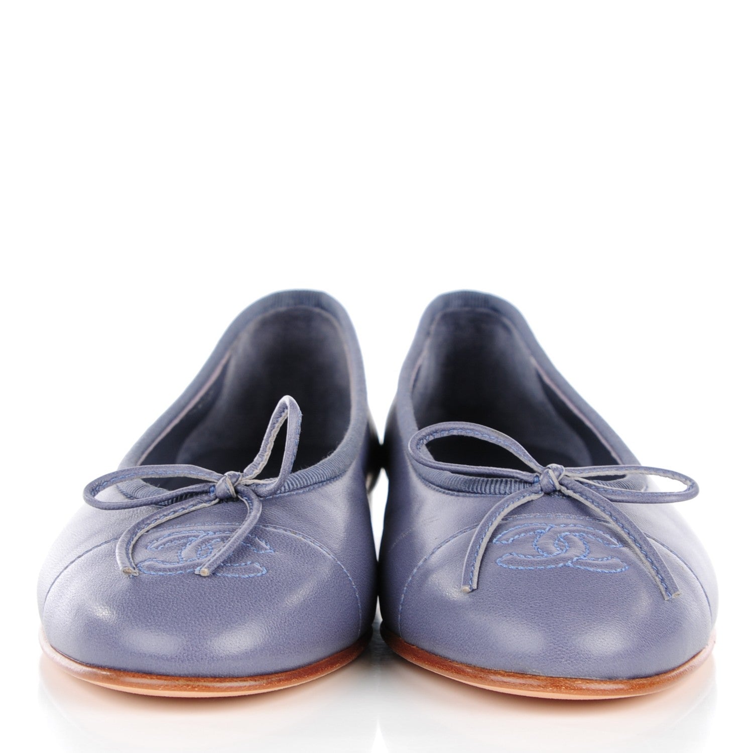 Chanel Lambskin CC Cap Toe Ballerina Flats 35 Purple 2 of 9