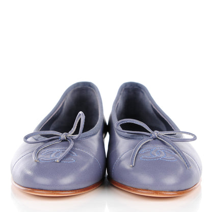 Chanel Lambskin CC Cap Toe Ballerina Flats 35 Purple 2 of 9