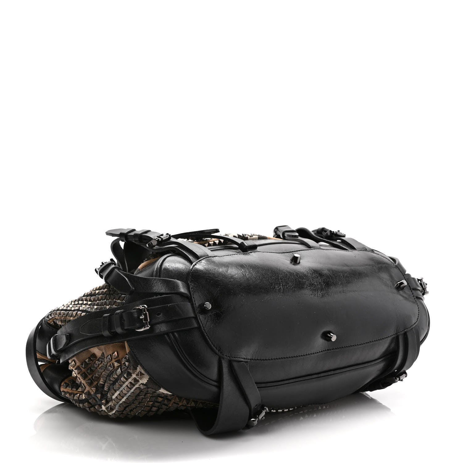 Burberry Calfskin House Check Studded Rowan Black 3 of 8