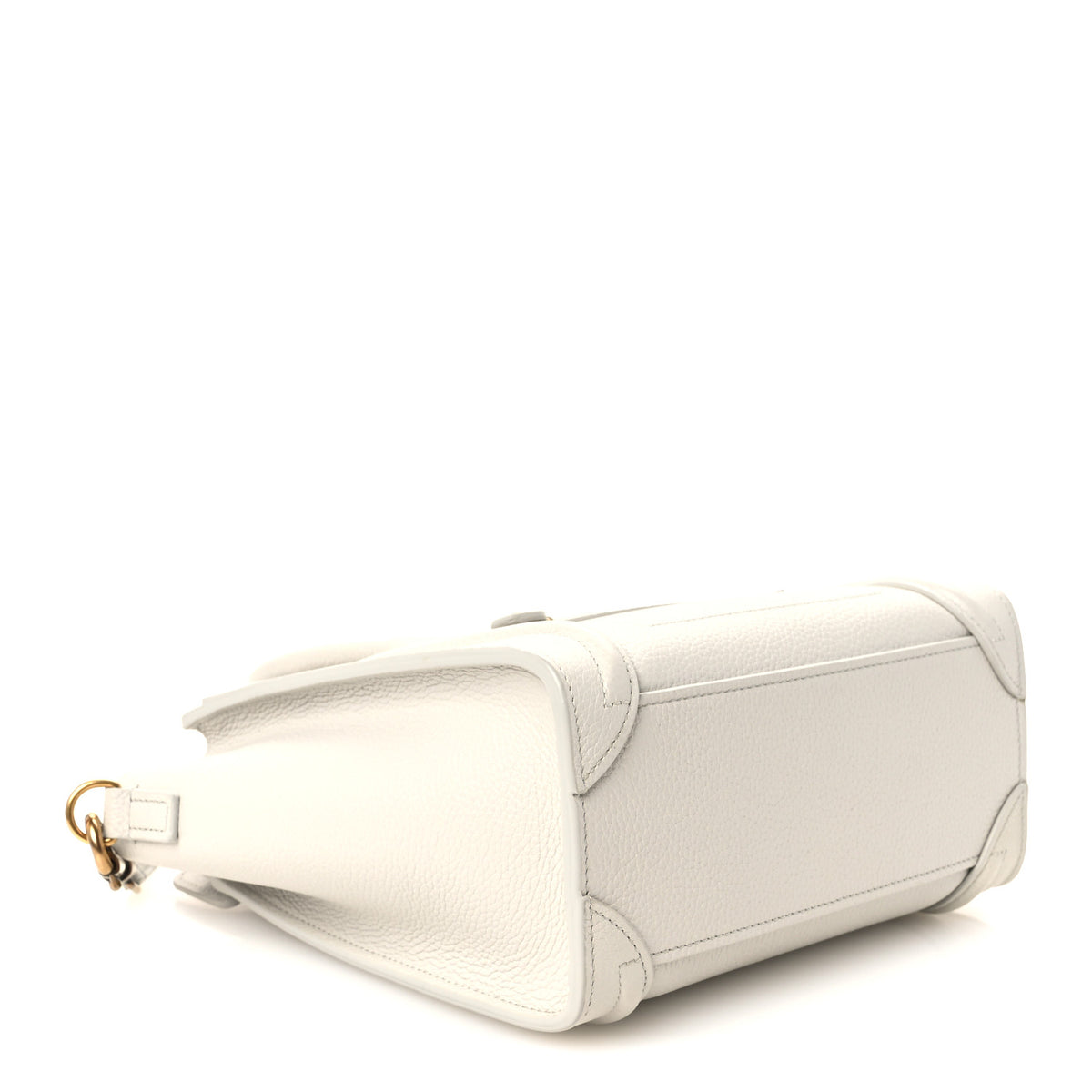 Celine Drummed Calfskin Nano Luggage Chalk 3 of 10