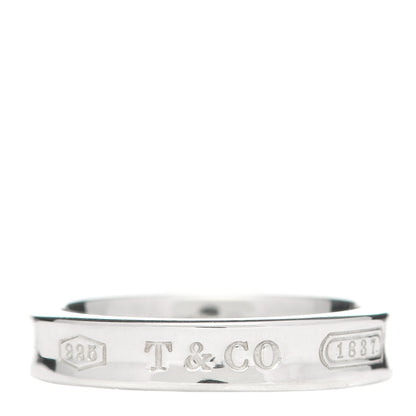 Tiffany Sterling Silver Narrow 1837 Band Ring 49 5 1 of 5