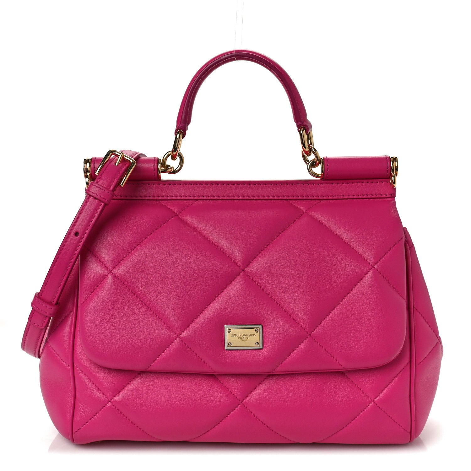 Dolce & Gabbana DOLCE & GABBANA Calfskin Quilted Small Miss Sicily Satchel Pink 1 of 8