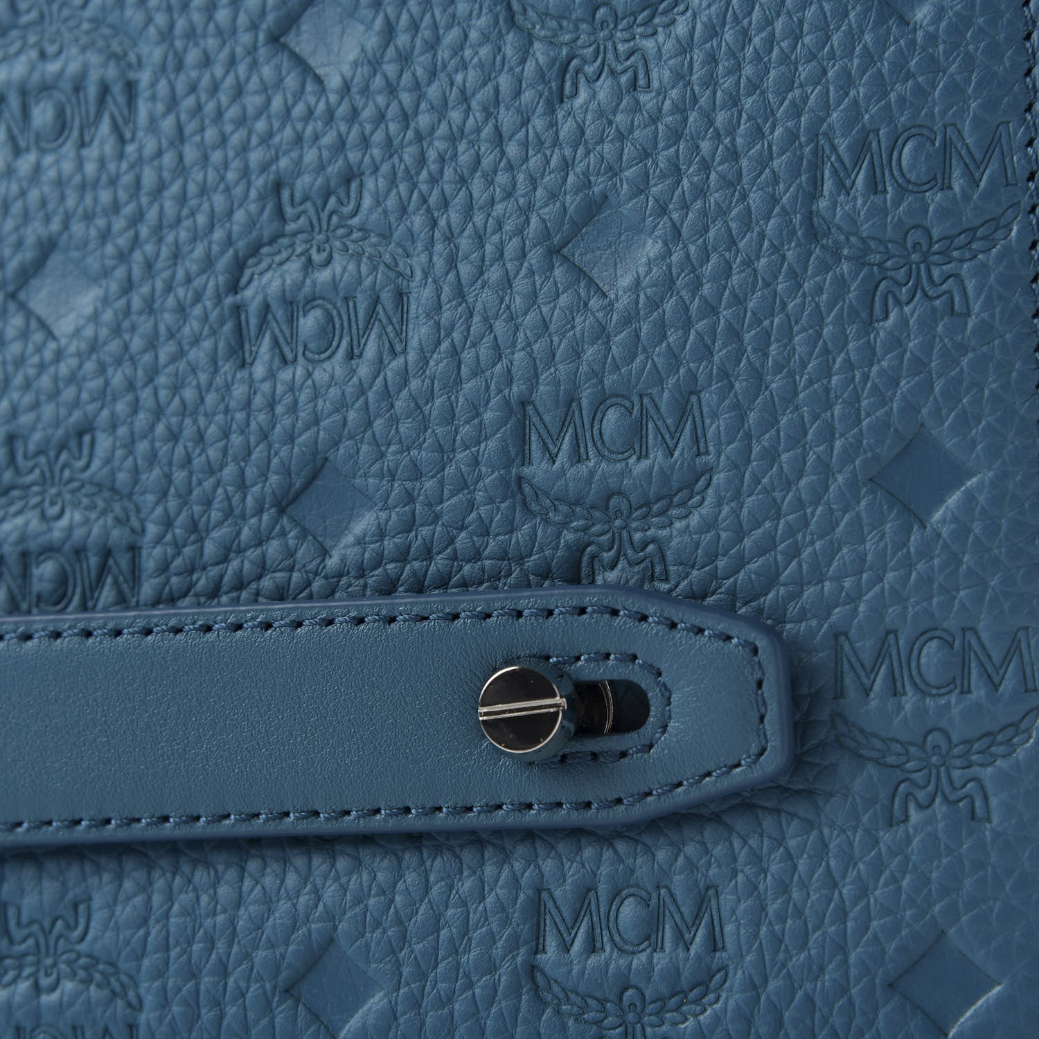 MCM Calfskin Ottomar Monogram Medium Tivitat Document Holder Blue 6 of 6