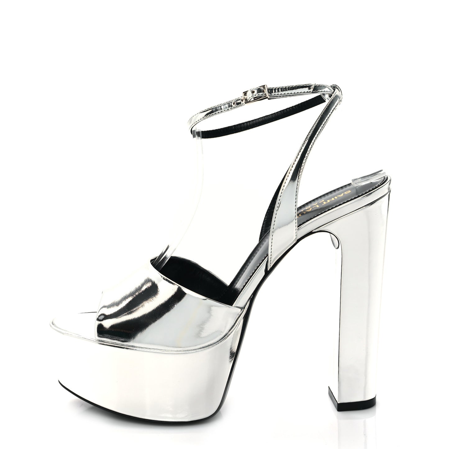Metallic Patent Jodie 95 Platform Sandals 39 Silver