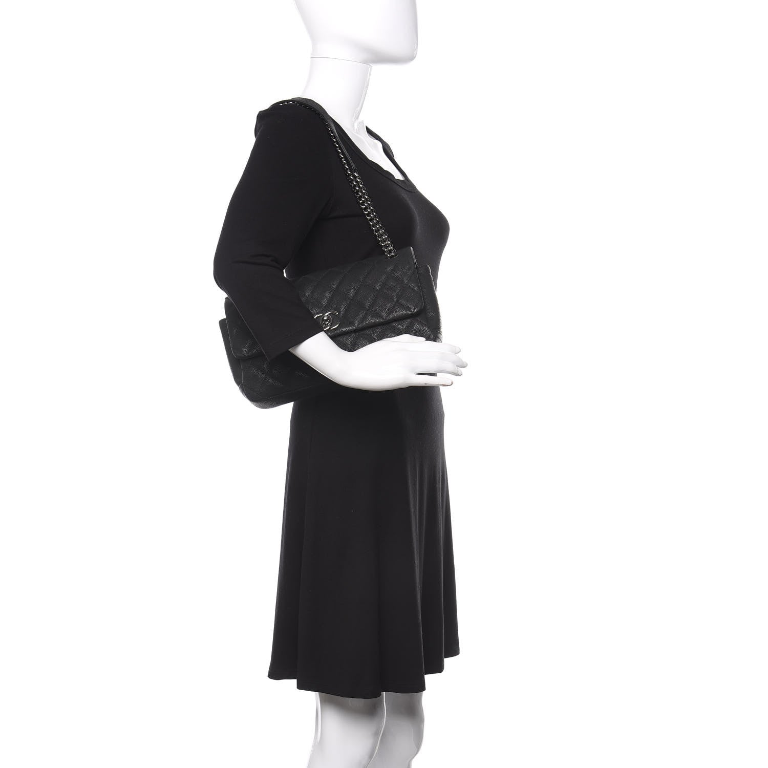 Chanel Iridescent Caviar Quilted Medium Lady Pearly Flap Black 3 of 11