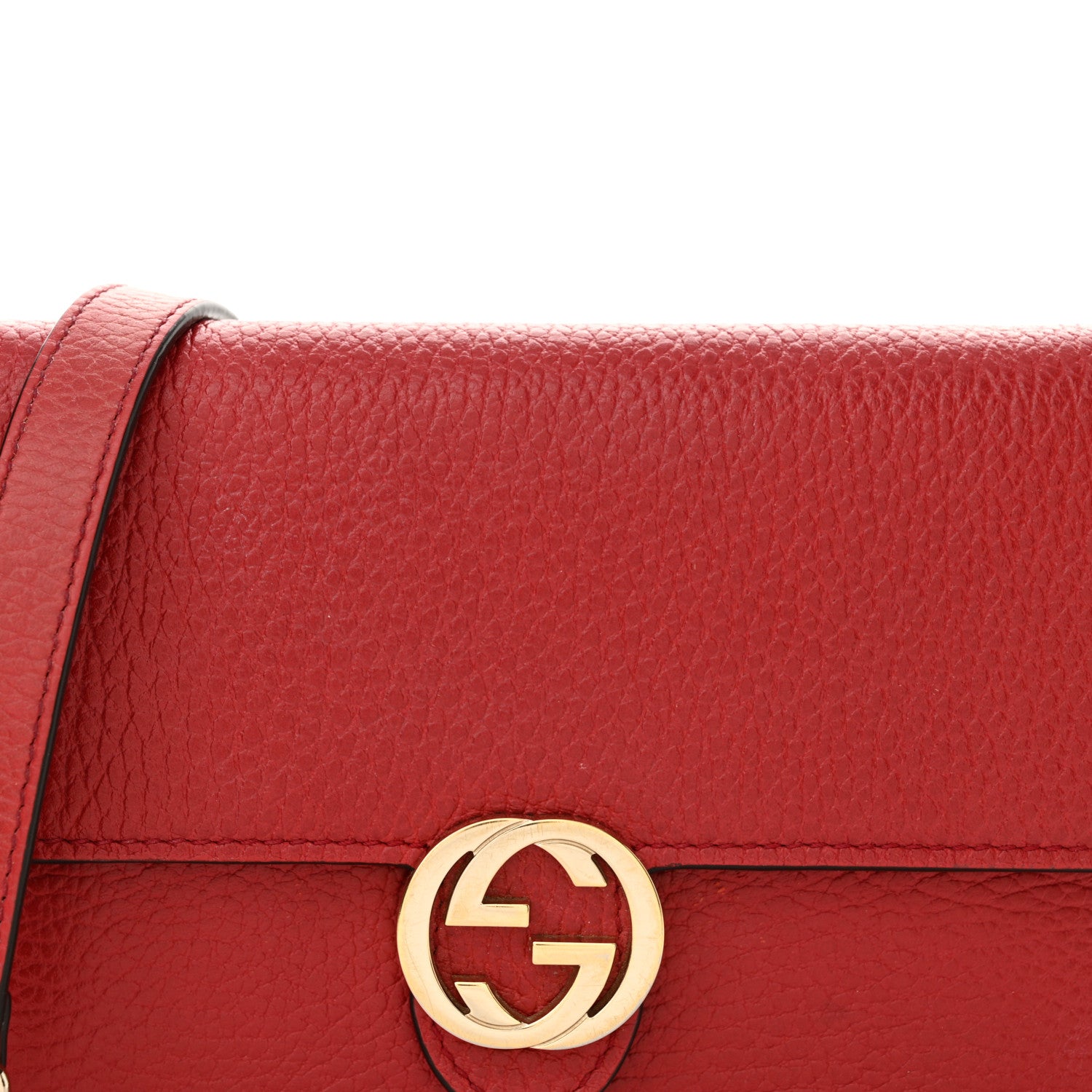 Gucci Dollar Calfskin Interlocking G Chain Wallet Red 8 of 13