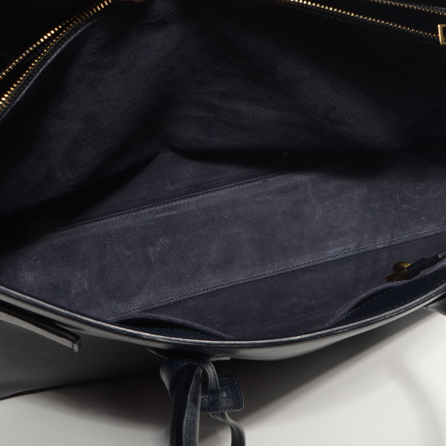 Leather Large Sac de Jour Carryall Navy Blue
