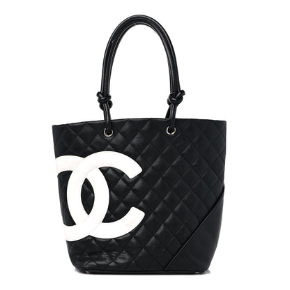 Chanel Calfskin Quilted Medium Cambon Tote Black White 1 of 13