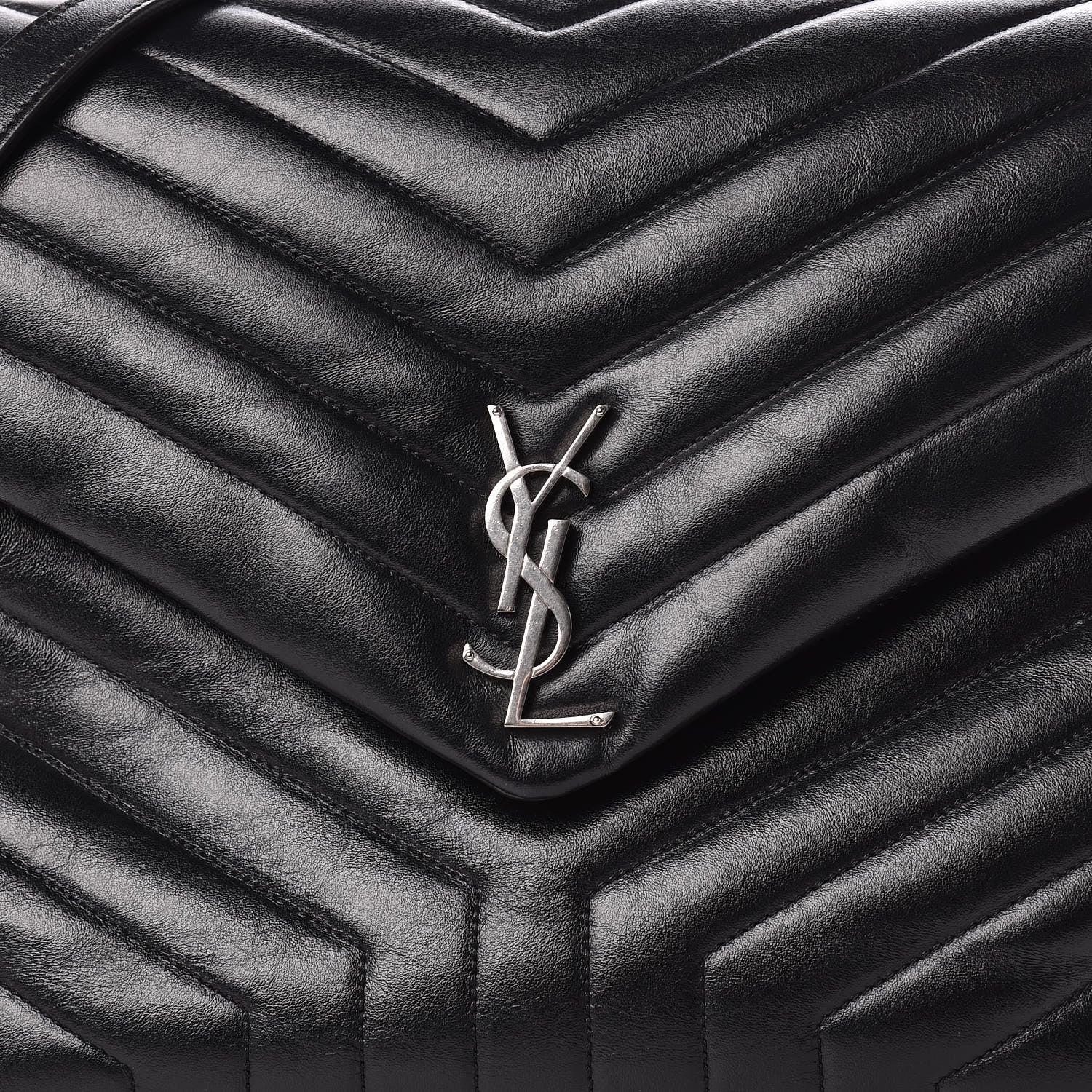 Saint Laurent Calfskin Y Quilted Monogram Large Loulou Chain Satchel Black 10 of 10