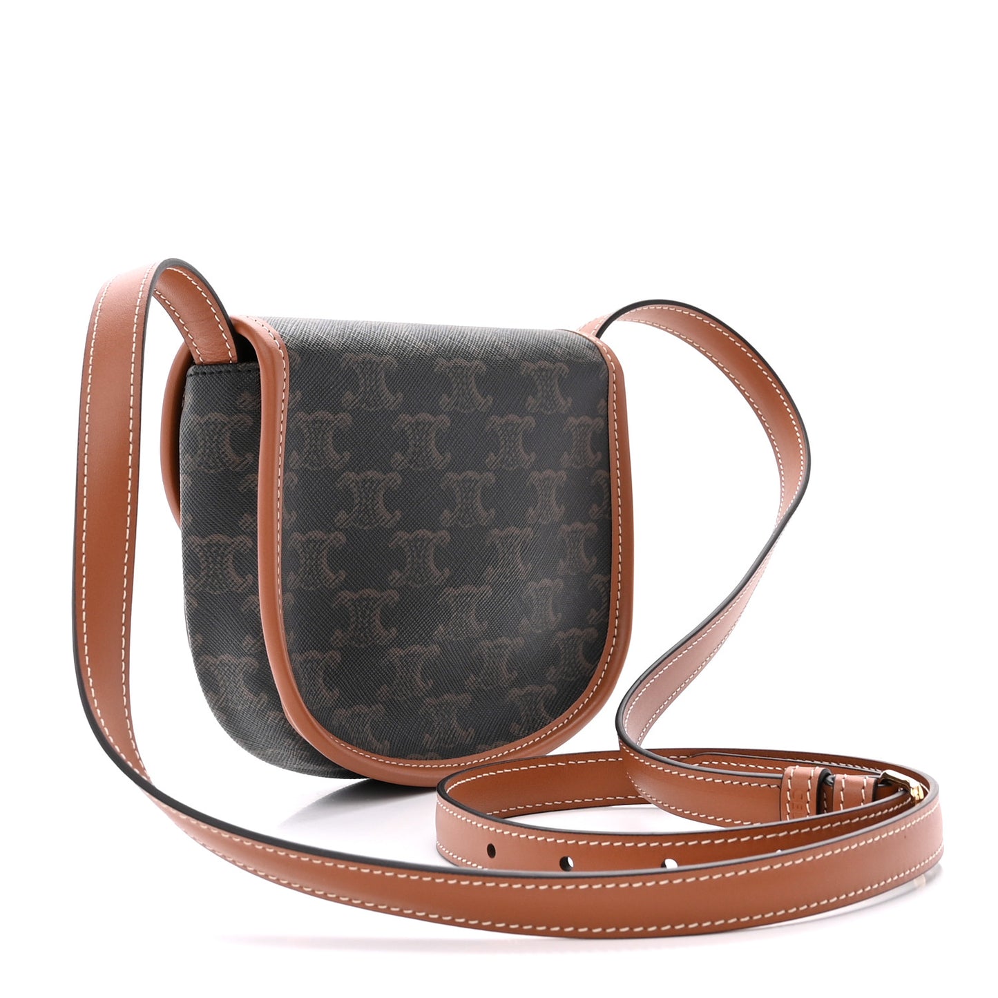 Canvas Calfskin Triomphe Mini Besace Tan