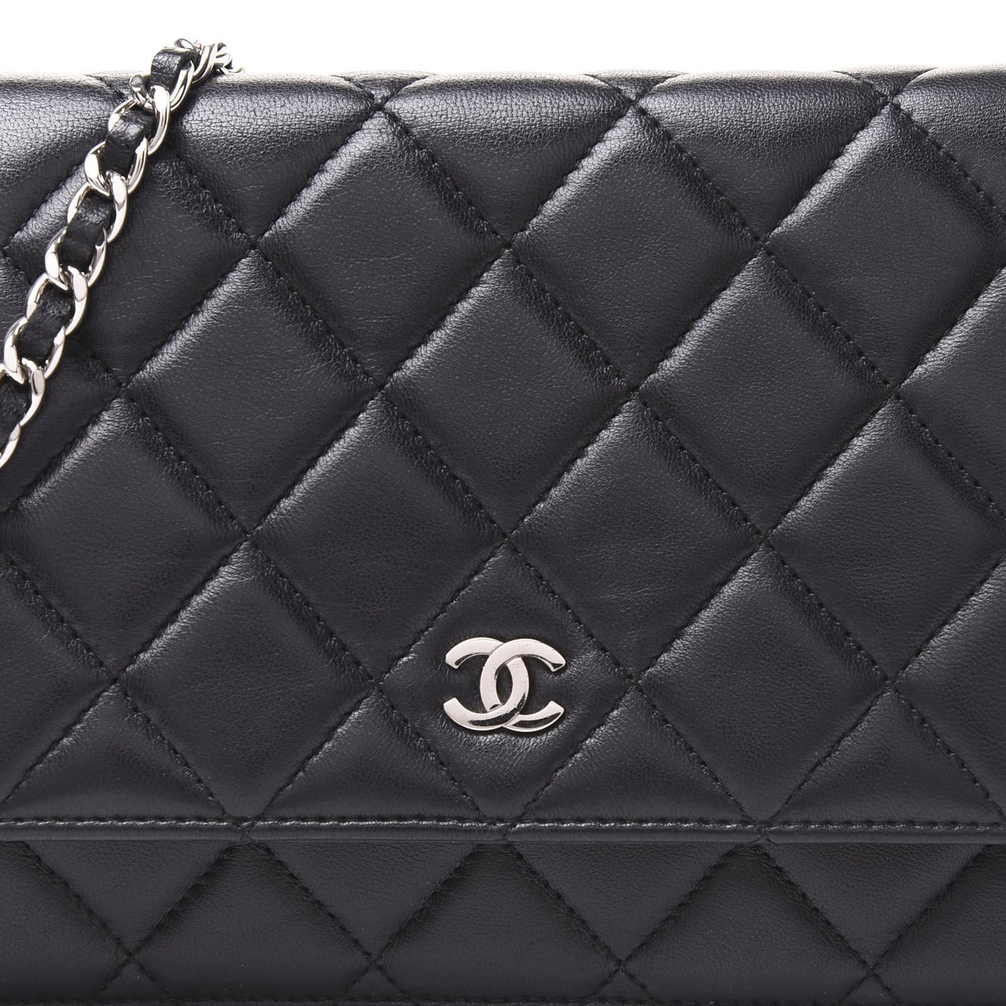 Lambskin Quilted Wallet On Chain WOC Black