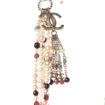 Chanel Pearl CC Tassel Multistrand Necklace Gold Burgundy 4 of 7