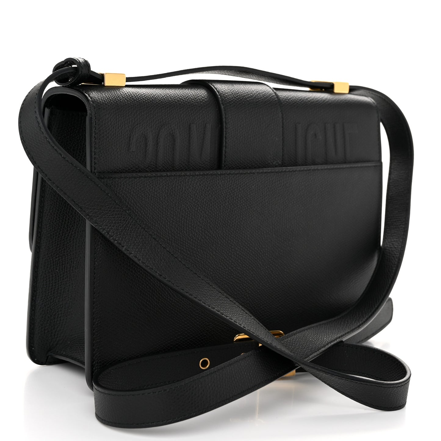 Grained Calfskin 30 Montaigne Flap Bag Black