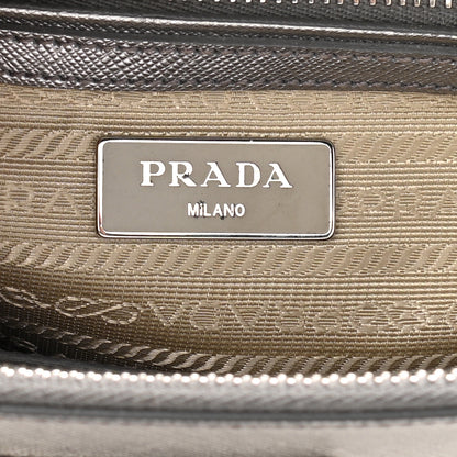Prada Metallic Saffiano Small Galleria Double Zip Tote Cromo 6 of 12